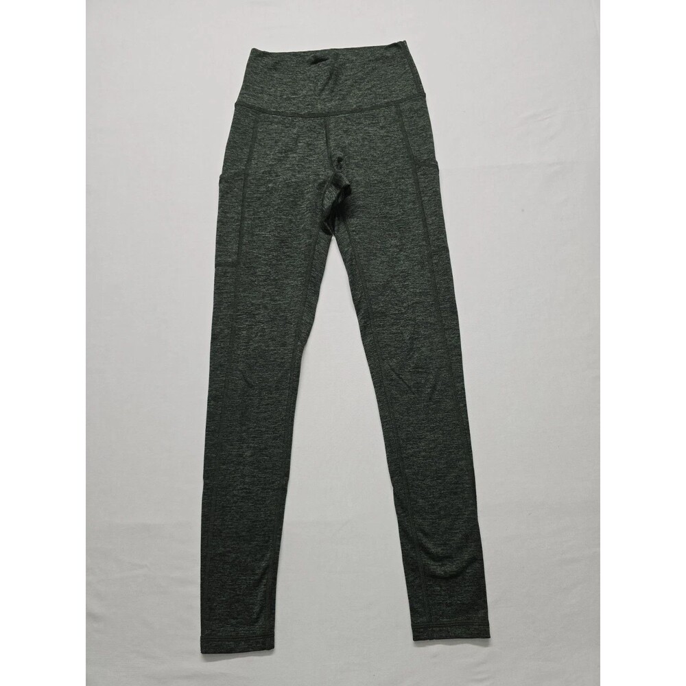 Aerie Green Chill Play Move Leggings Size Small High Waisted Pockets 28" Inseam